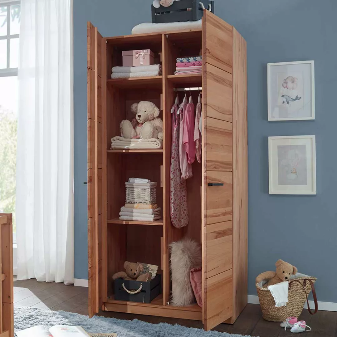Kinderzimmer Kleiderschrank aus Kernbuche Massivholz 94 cm breit günstig online kaufen
