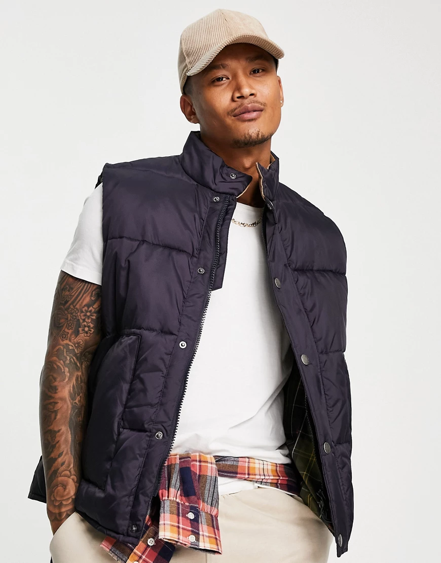 Barbour Beacon – Large Baffle – Steppgilet in Marine mit Cordkragen-Marineb günstig online kaufen