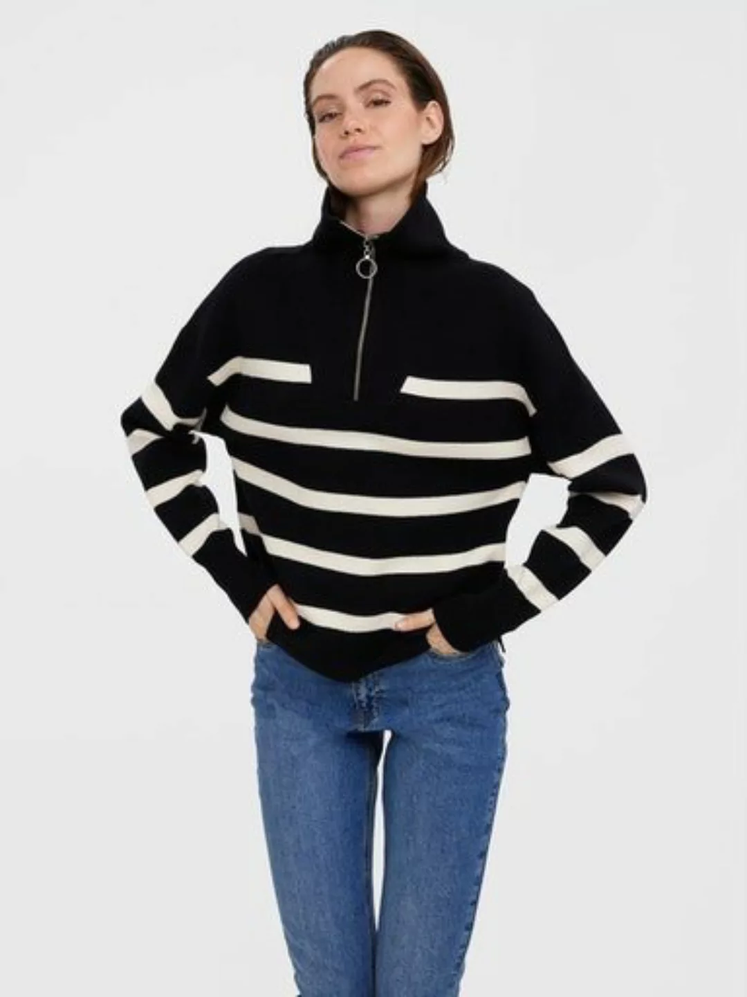 Vero Moda Troyer VMSABA STRIPE LS HIGHNECK BLOUSE GA NOOS günstig online kaufen