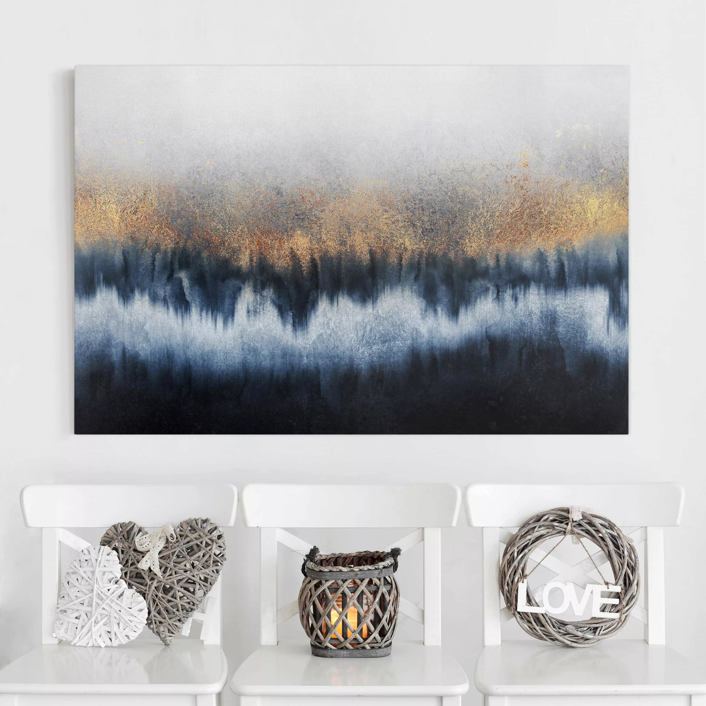 Leinwandbild Abstrakt - Querformat Goldener Horizont günstig online kaufen