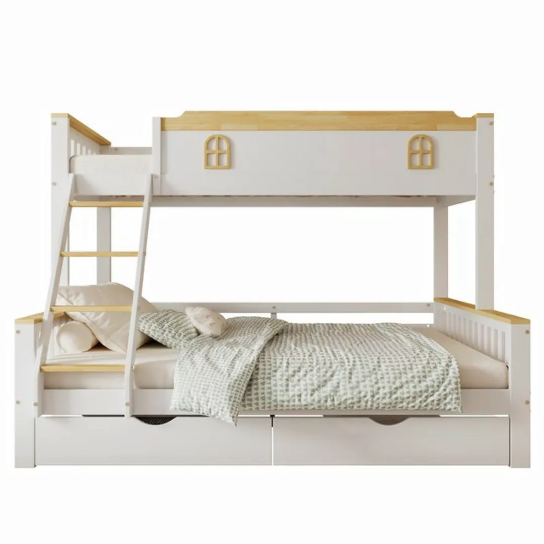 Flieks Etagenbett, Kinderbett 90x200cm&140x200cm mit Fallschutz, Leiter und günstig online kaufen