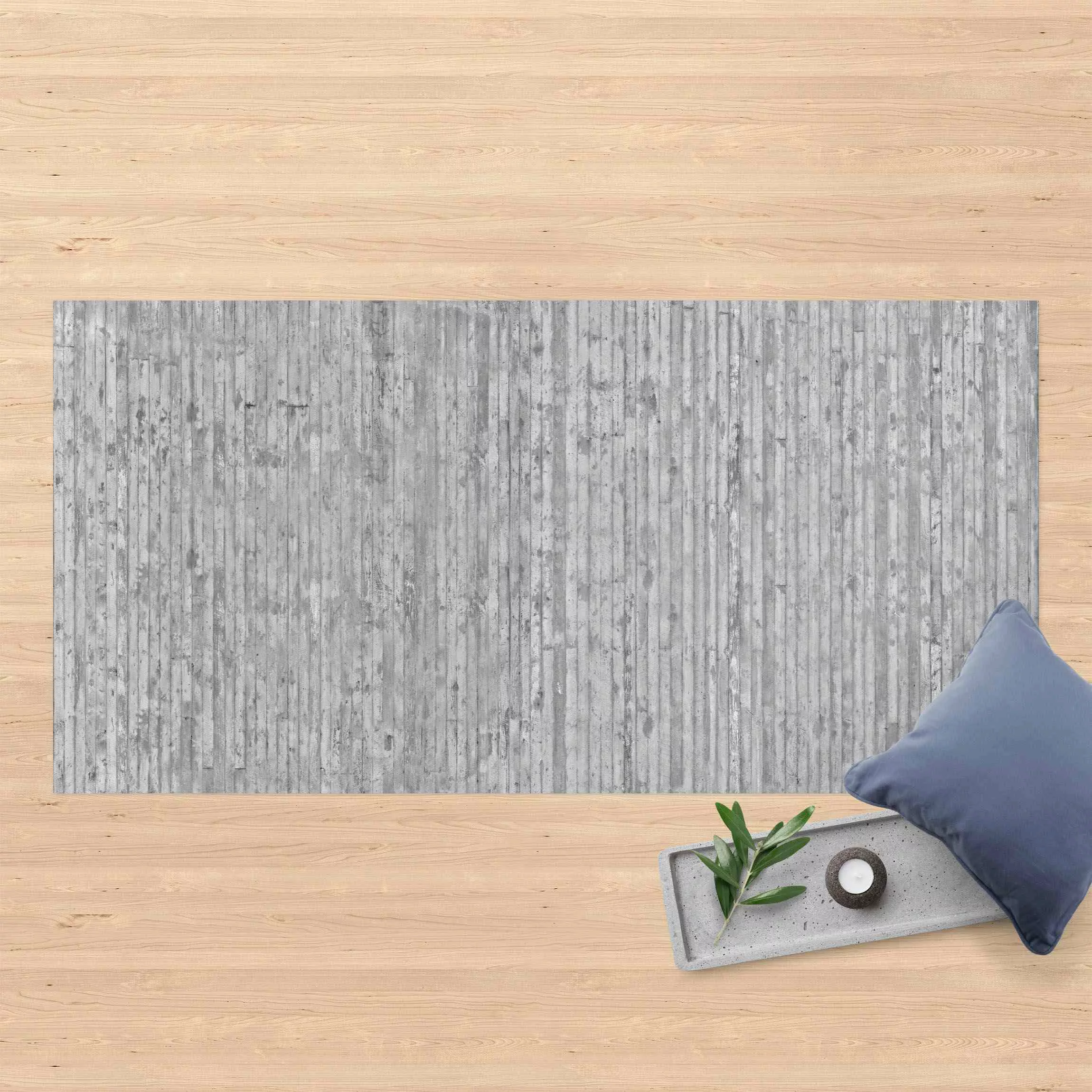 Vinyl-Teppich Betonoptik Tapete mit Streifen günstig online kaufen