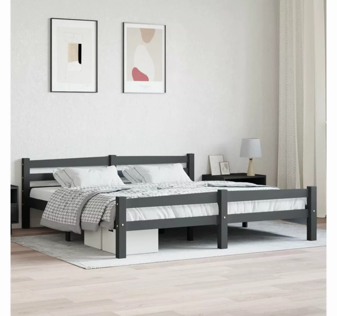 furnicato Bett Massivholzbett Dunkelgrau Kiefer 180x200 cm günstig online kaufen