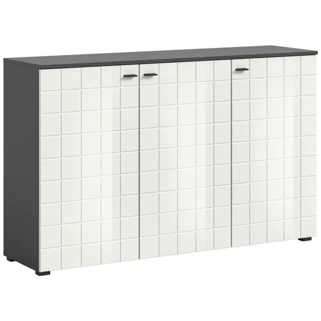 Sideboard Monte anthrazit weiß Hochglanz B/H/T: ca. 138x86x37 cm günstig online kaufen