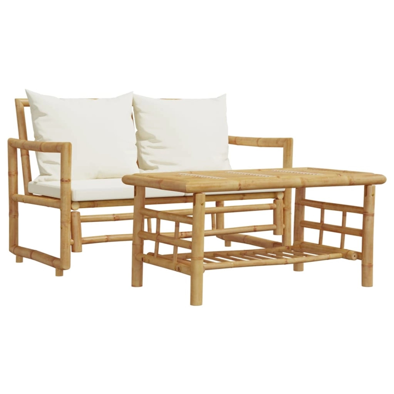 vidaXL 2-Tlg Garten-Sofagarnitur mit Kissen Bambus 365870 günstig online kaufen