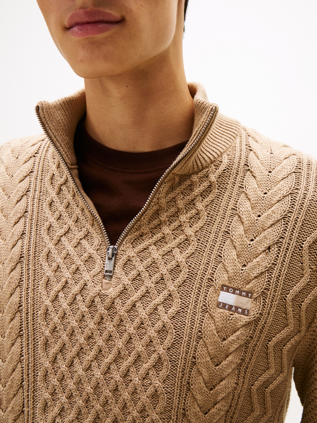 Tommy Jeans Strickpullover, Troyer-Kragen mit Reißverschluss, slim fit, Zop günstig online kaufen