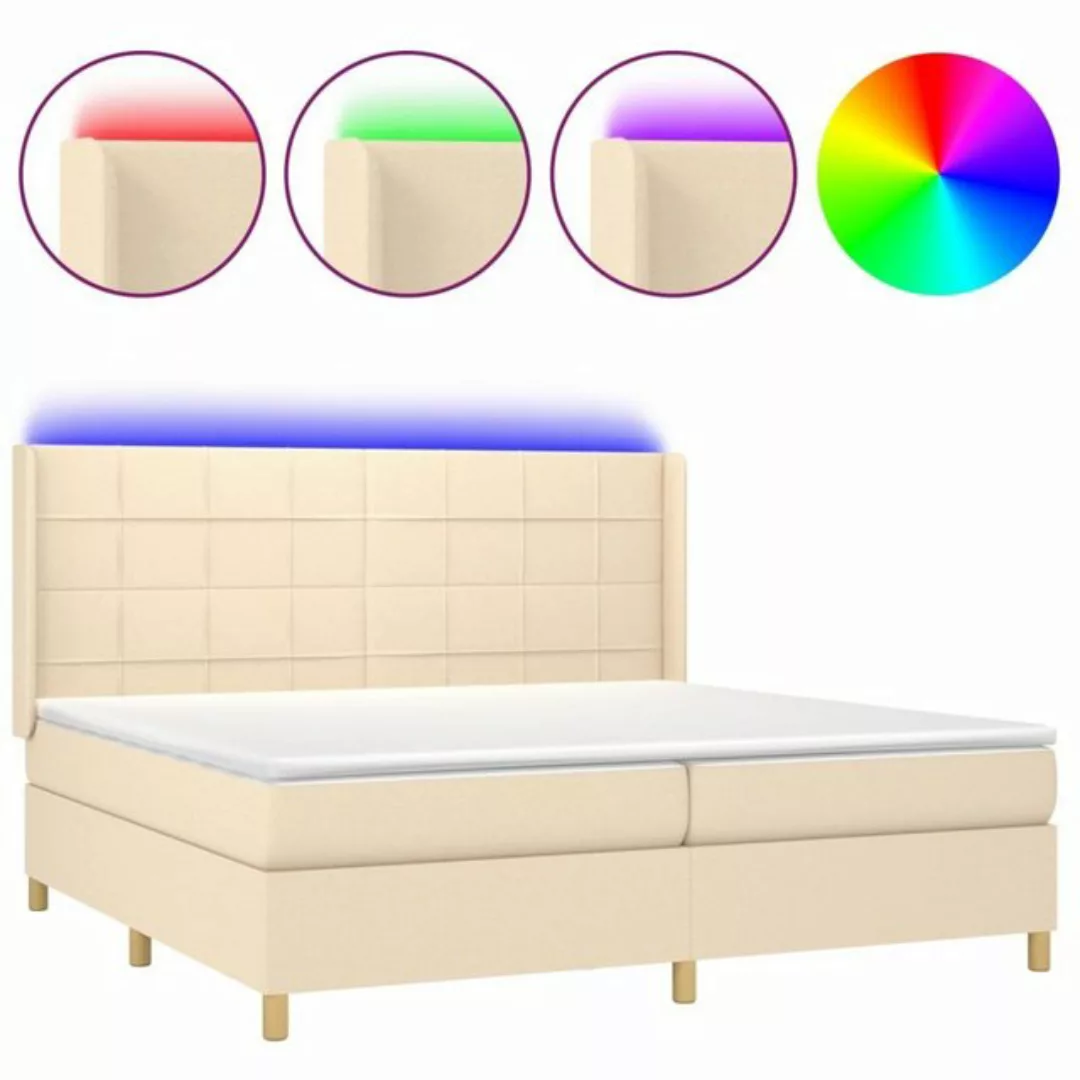 vidaXL Bettgestell Boxspringbett mit Matratze LED Creme 200x200 cm Stoff Be günstig online kaufen