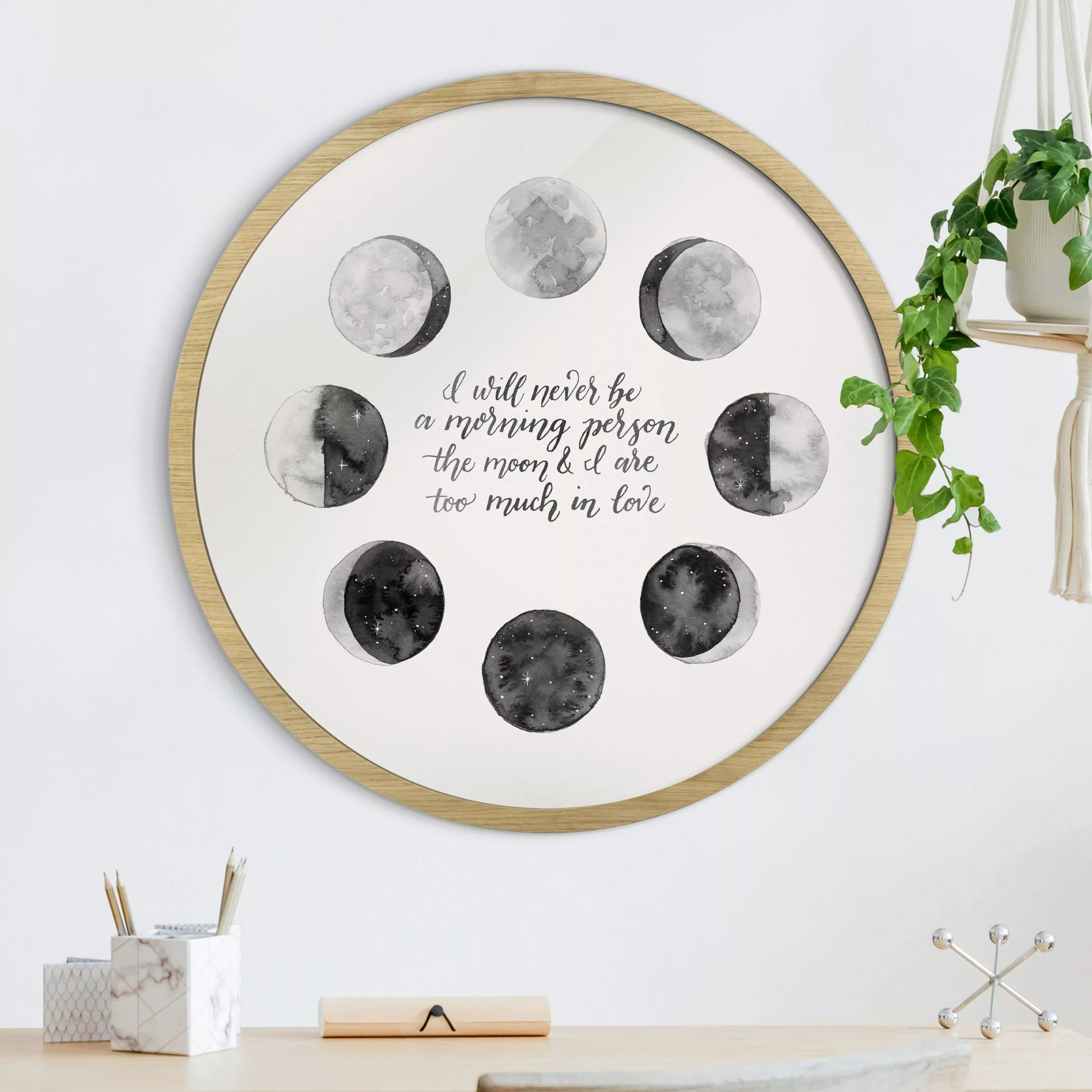 Rundes Gerahmtes Bild Ode an den Mond - Liebe günstig online kaufen