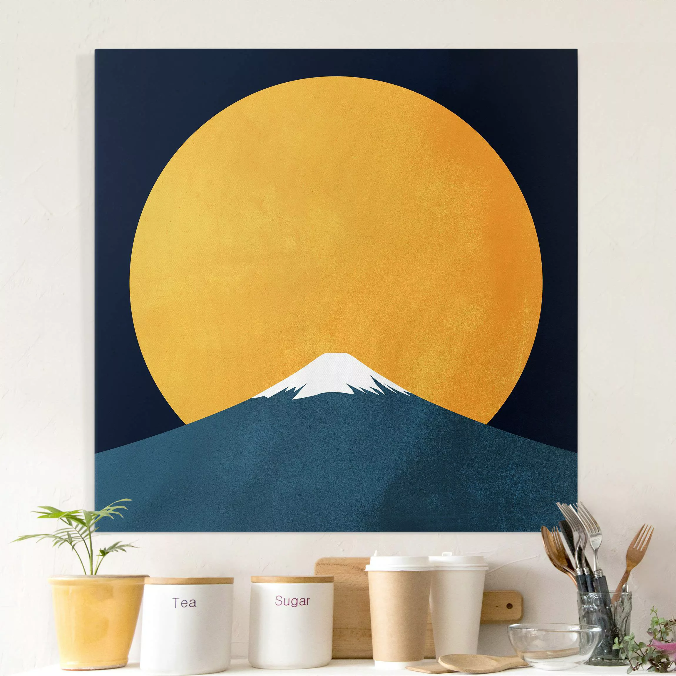 Leinwandbild Sonne, Mond und Berge günstig online kaufen