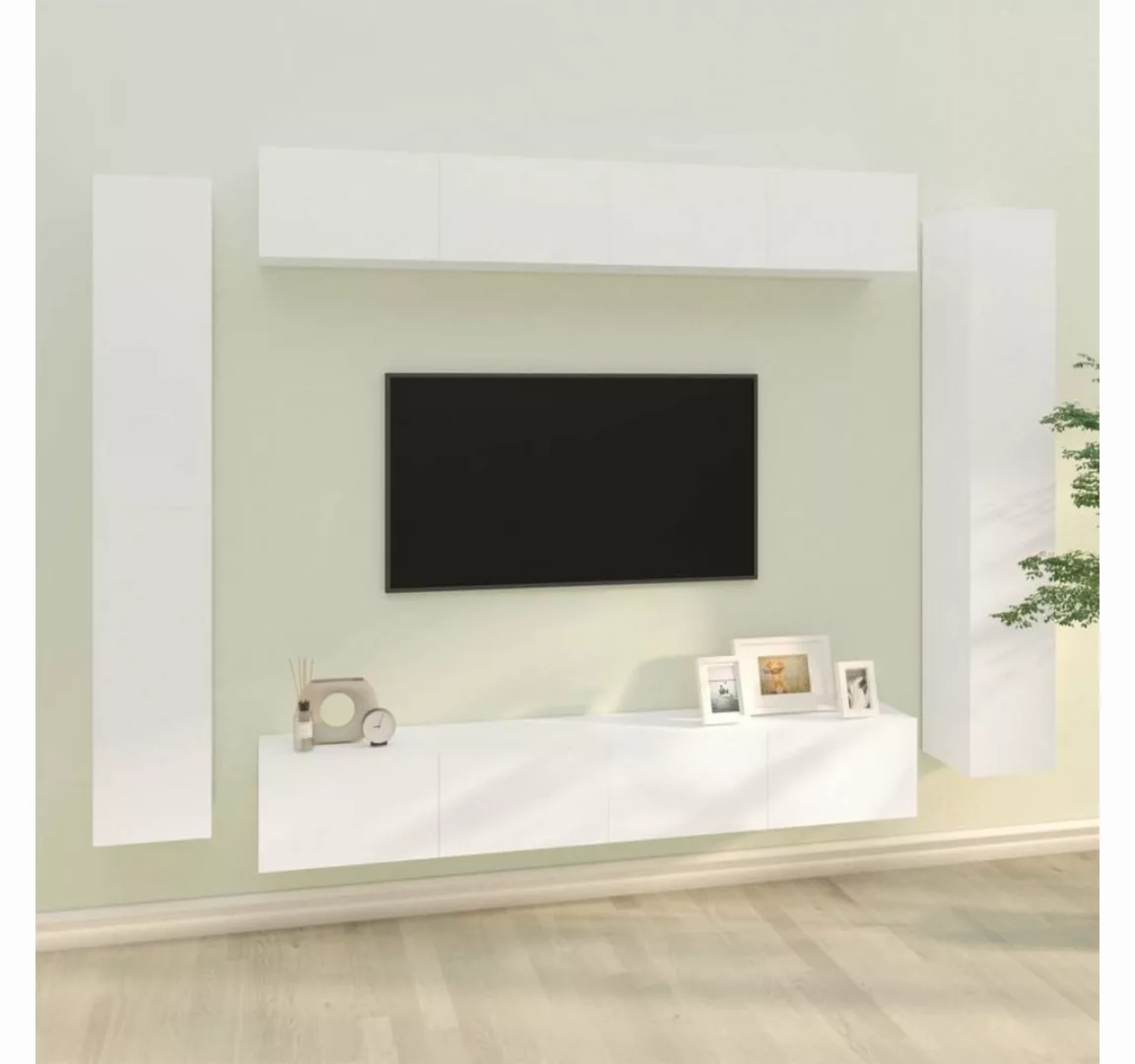 furnicato TV-Schrank 8-tlg. TV-Schrank-Set Weiß Holzwerkstoff günstig online kaufen