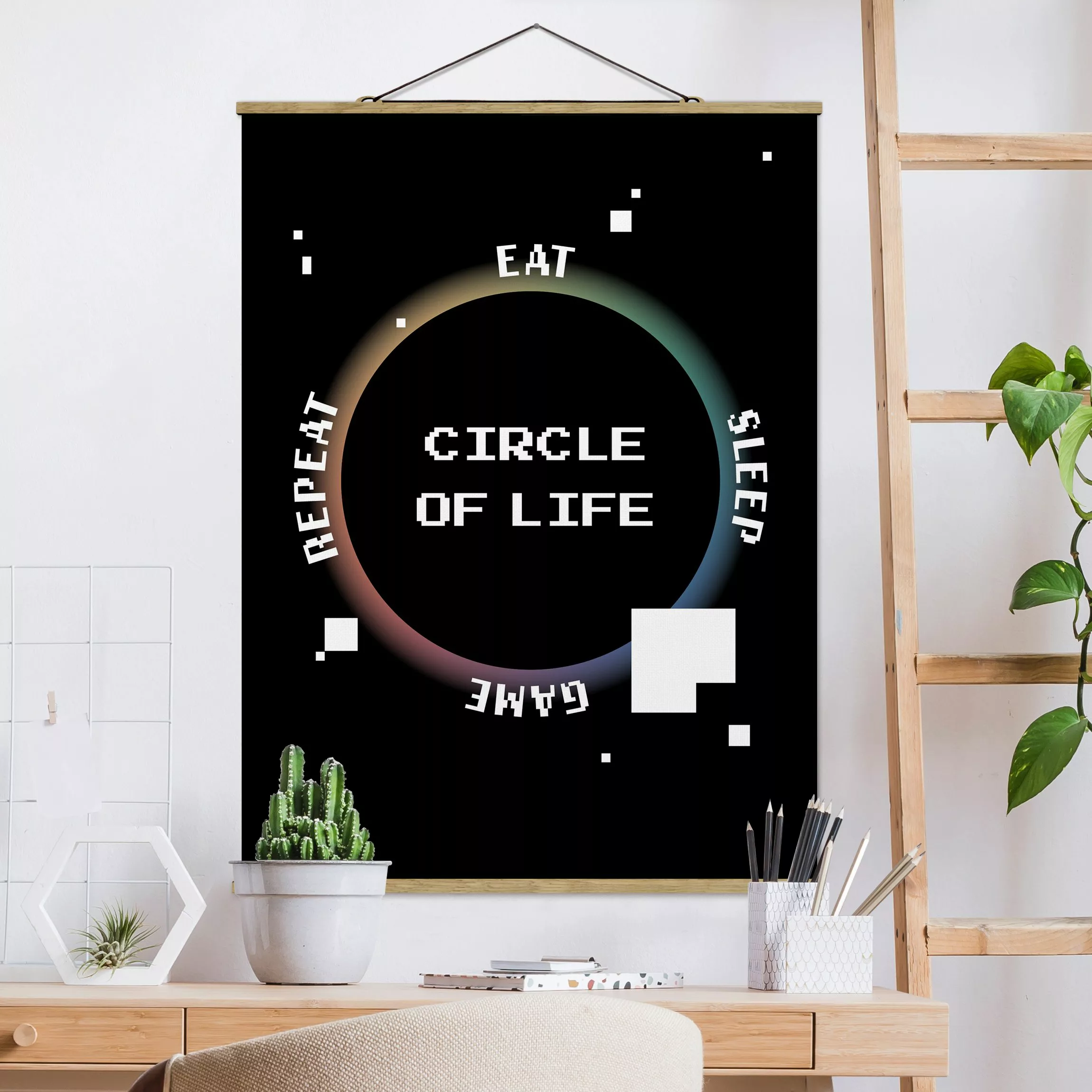 Stoffbild mit Posterleisten Klassik Videospiel Circle of Life günstig online kaufen