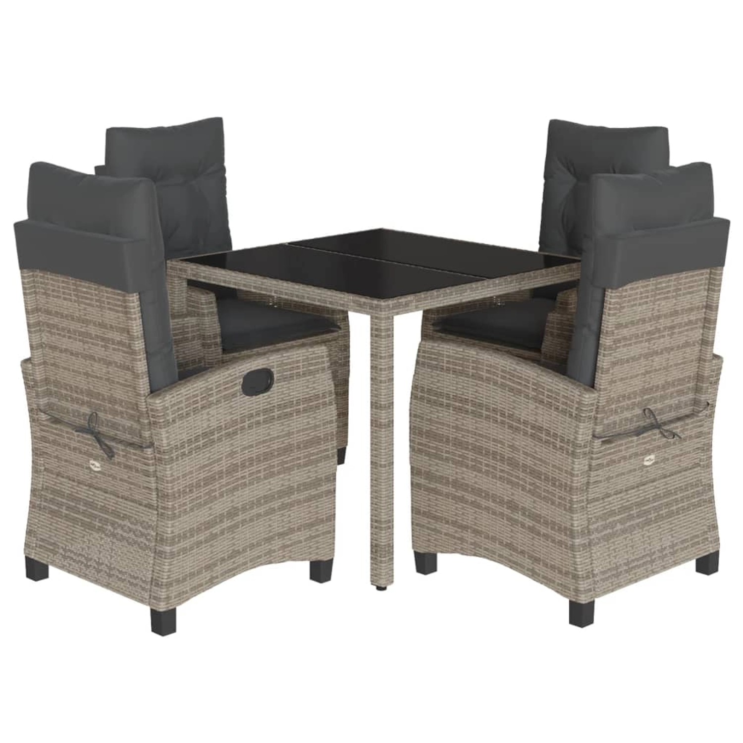 vidaXL 5-Tlg Garten-Essgruppe mit Kissen Grau Poly Rattan 3212645 günstig online kaufen