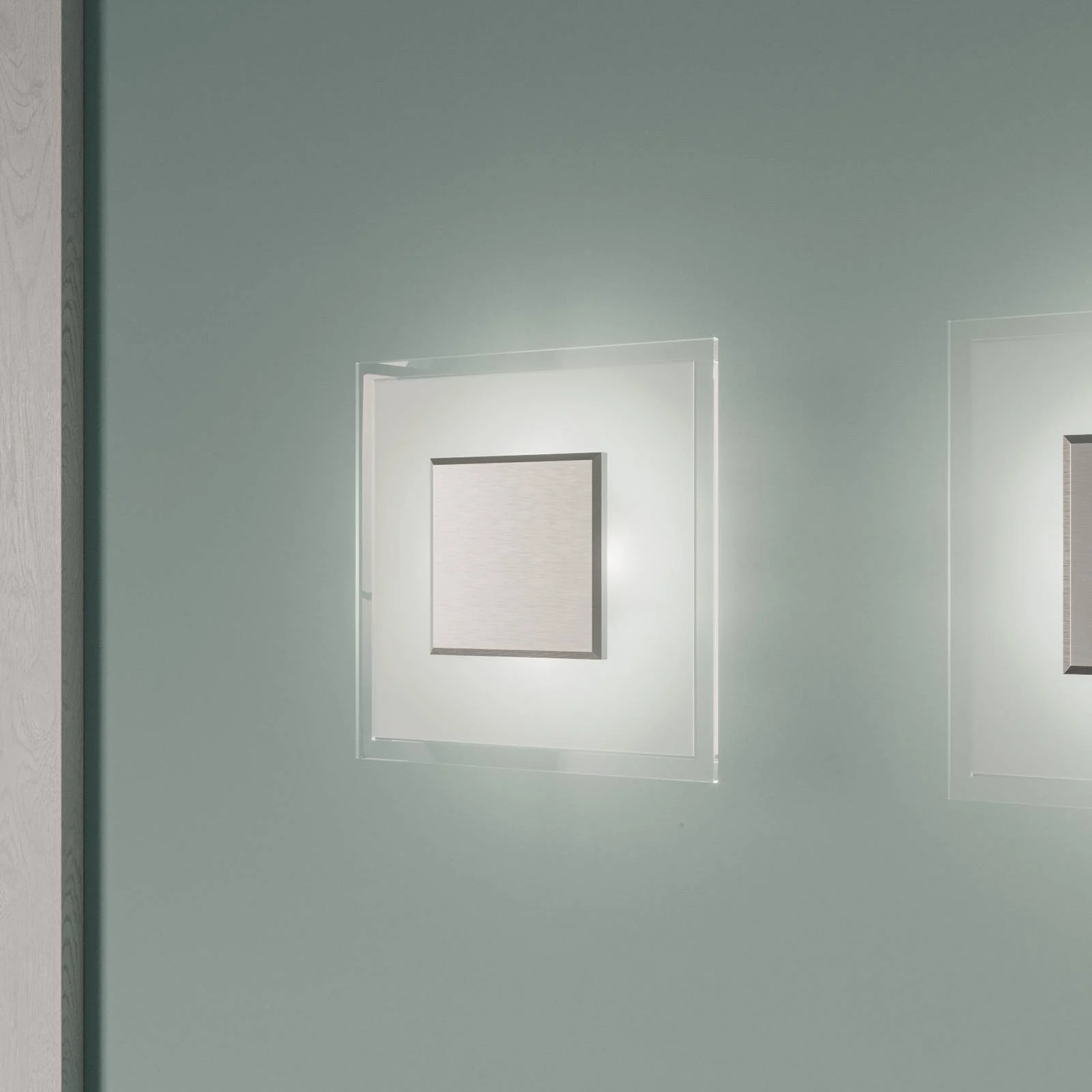 Quitani LED-Wandlampe Lole, Glas, alu matt, 25 x 25 cm günstig online kaufen