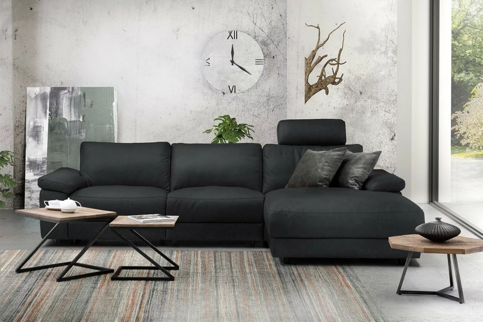 KAWOLA Ecksofa LOLA XL, Sofa Stoff od. Leder, Recamiere rechts od. links, v günstig online kaufen