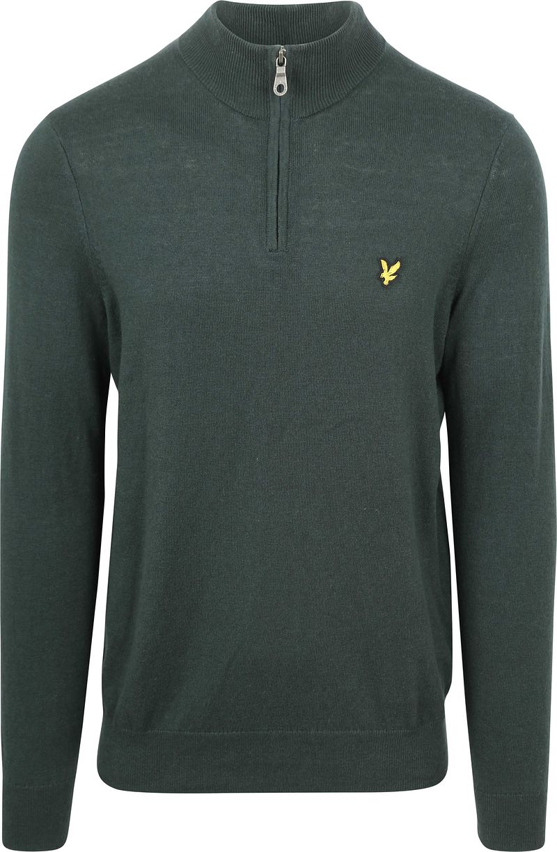 Lyle & Scott Half Zip Pull Merino Wolle Dunkelgrün - Größe XL günstig online kaufen