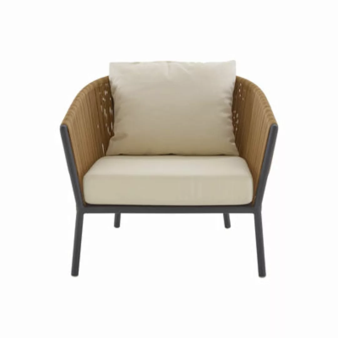Gepolsterter Sessel Lapel textil beige / Kunstrattan - Cinna - Beige günstig online kaufen