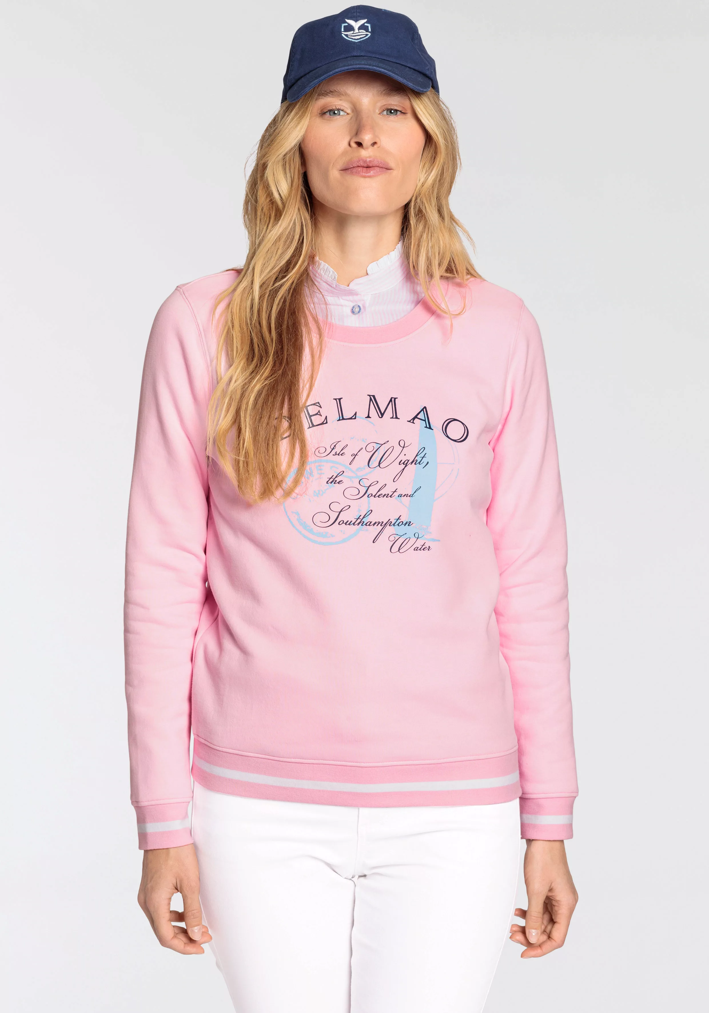 DELMAO Sweatshirt mit sportiven Kontraststreifen in den Bündchen günstig online kaufen