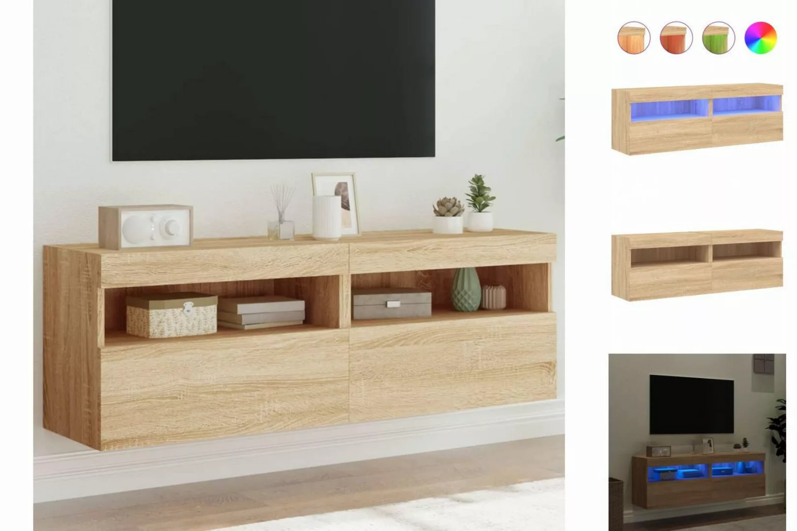 vidaXL TV-Schrank TV-Wandschränke mit LED-Leuchten 2 Stk Sonoma-Eiche 60x30 günstig online kaufen