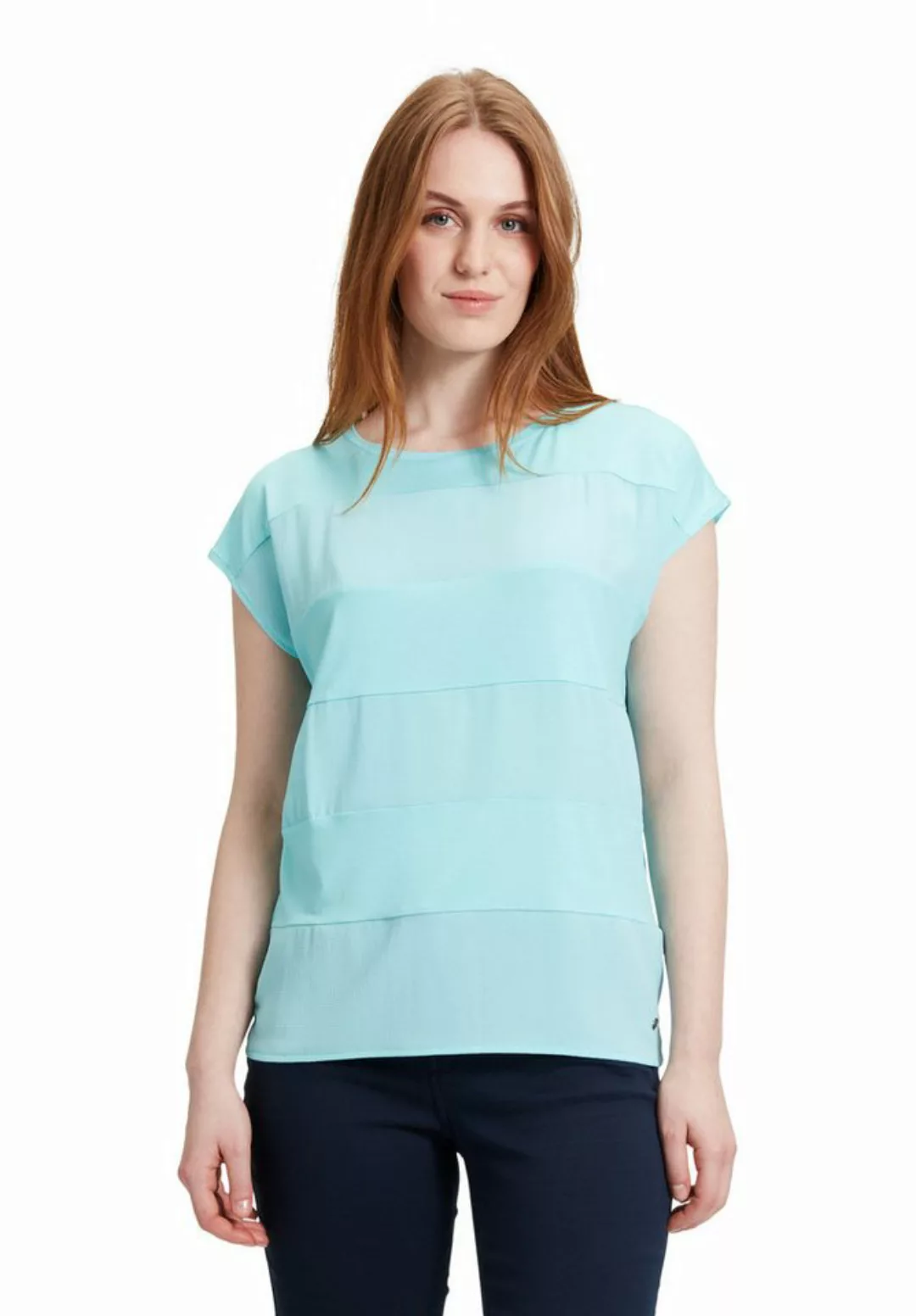 Betty&Co Kurzarmshirt Betty & Co Patchwork-Shirt mit Webbesatz (1-tlg) Mate günstig online kaufen