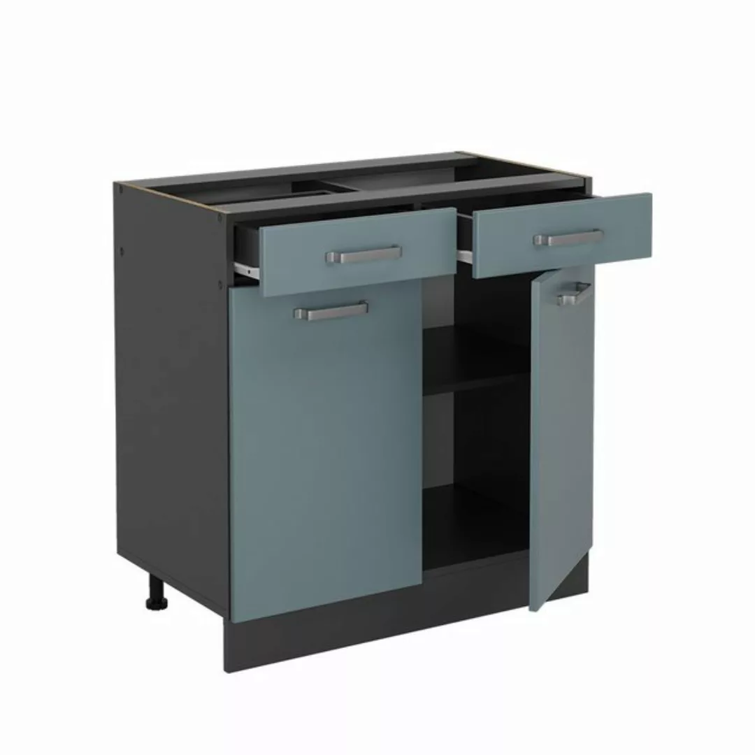 Vicco Unterschrank R-Line, Blau-Grau/Anthrazit, 80 cm AP Marmor günstig online kaufen