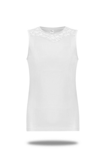 Mellice Rundhalsshirt Damen Ärmellos Shirt mit Spitze Baumwolle günstig online kaufen