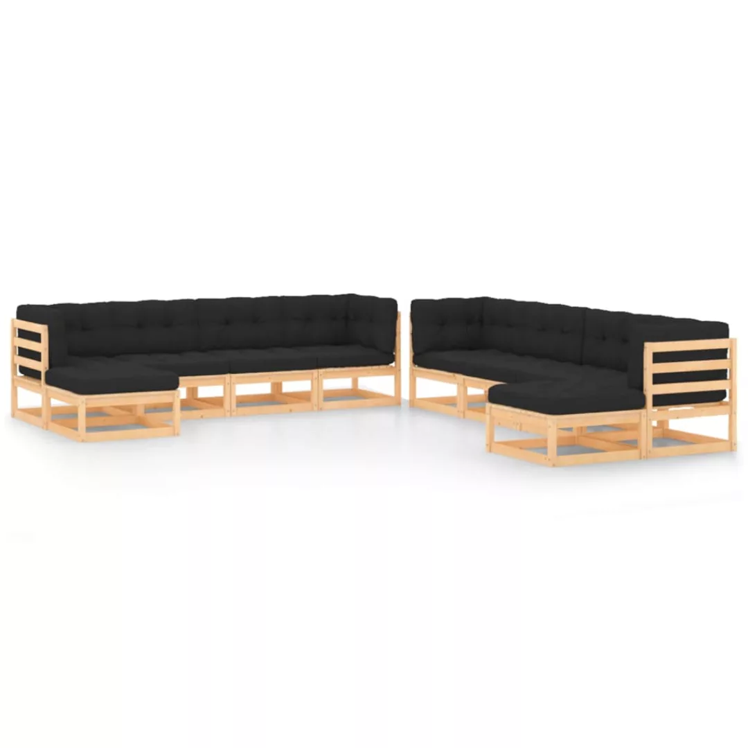 Vidaxl 10-tlg. Garten-lounge-set Anthrazit-kissen Massivholz Kiefer günstig online kaufen