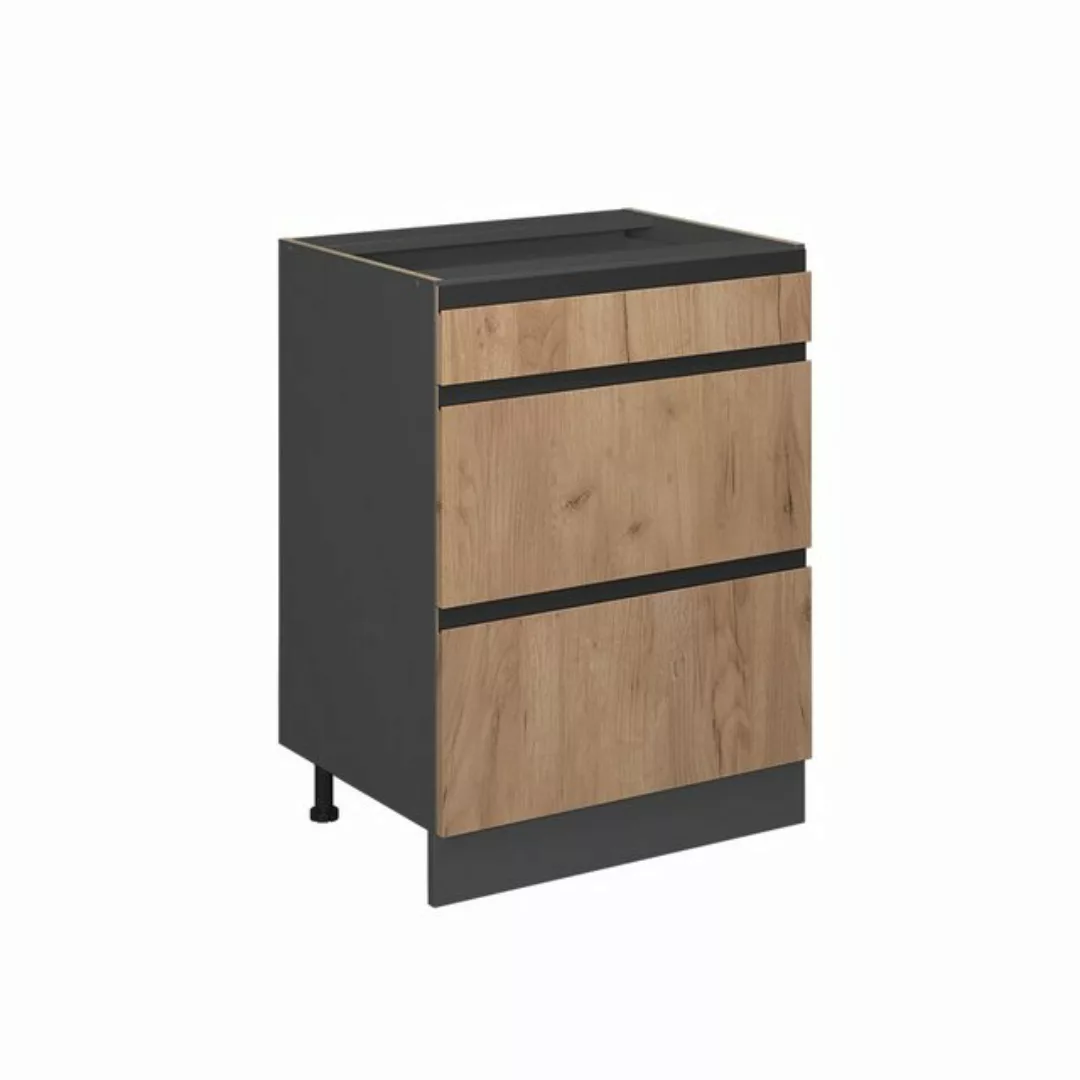 Vicco Unterschrank R-Line, Goldkraft Eiche/Anthrazit, 60 cm mit Schubladen, günstig online kaufen