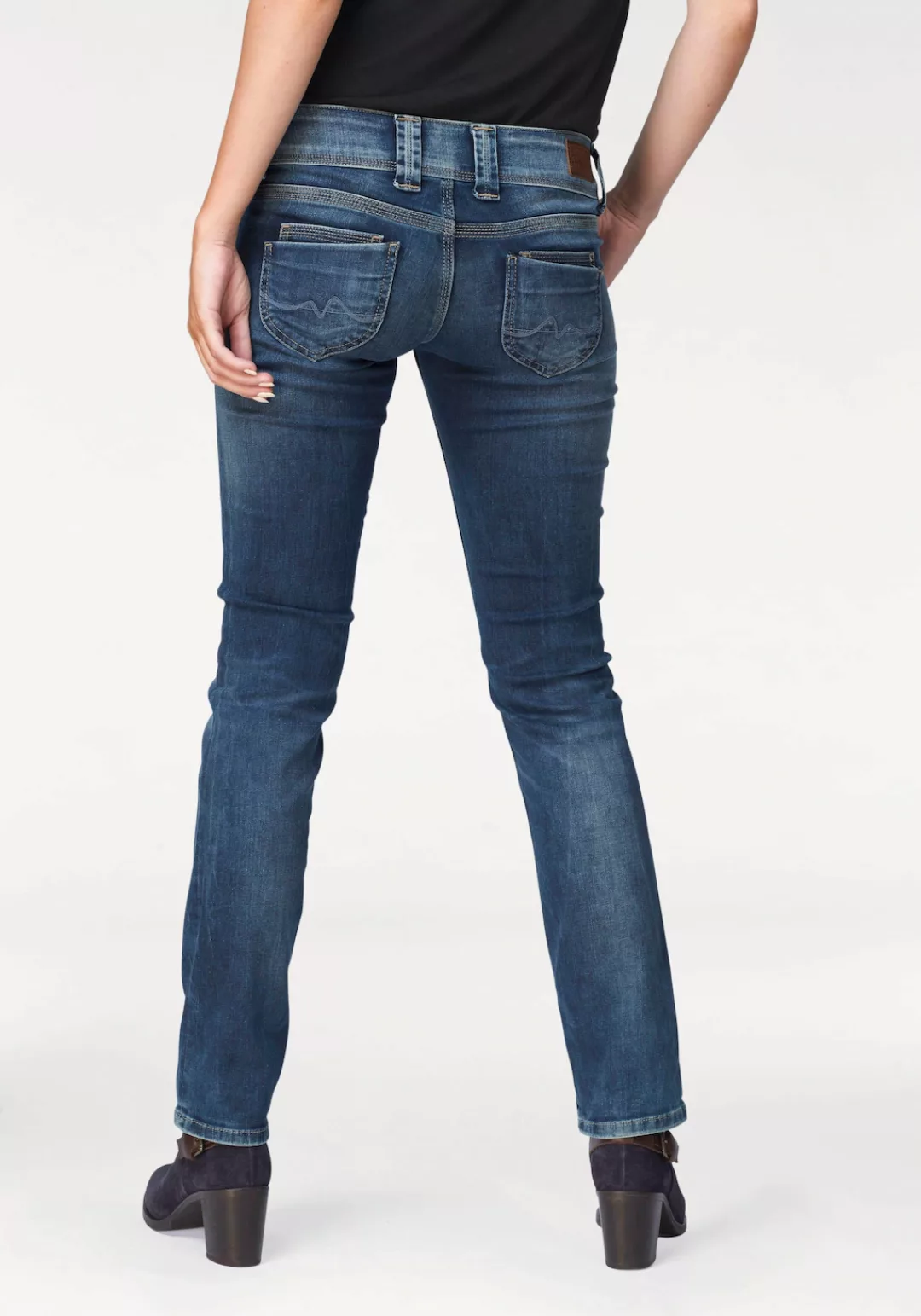 Pepe Jeans Damen Jeans Venus - Regular Fit - Blau - Medium Dark Wiser günstig online kaufen