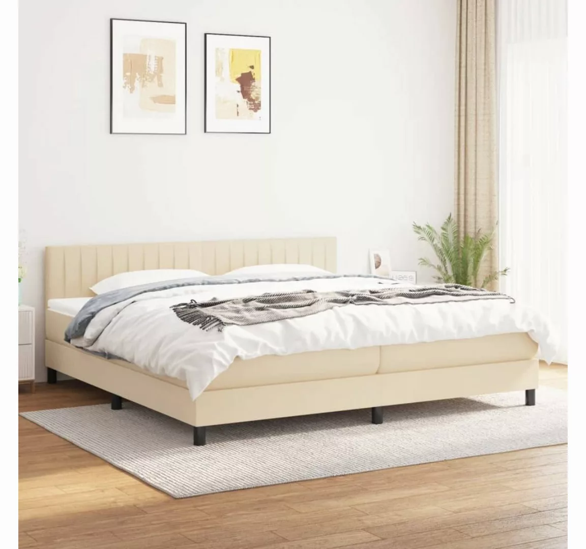 vidaXL Boxspringbett Boxspringbett mit Matratze Creme 200x200 cm Stoff Bett günstig online kaufen