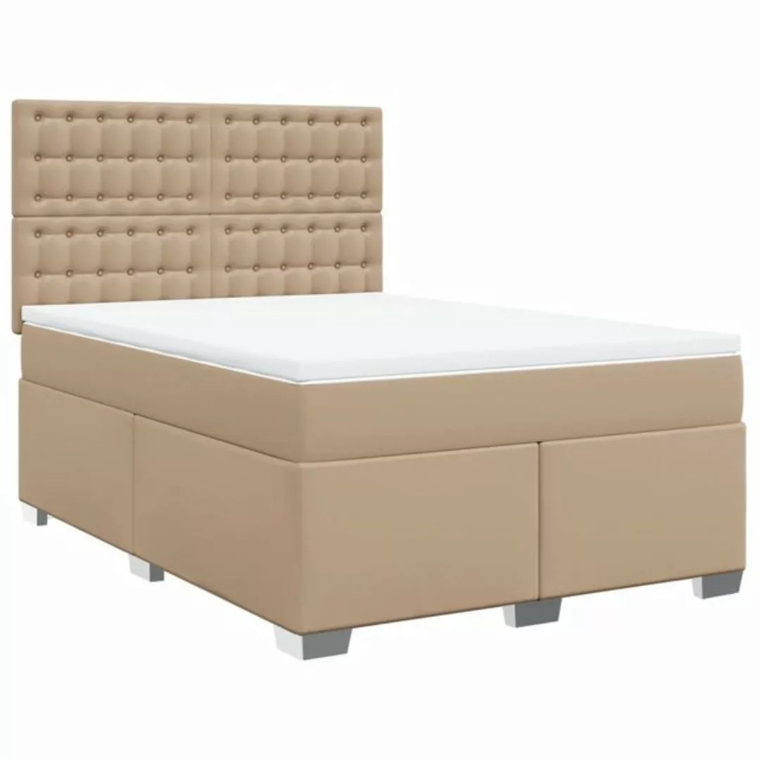 vidaXL Bett Boxspringbett Matratze Cappuccino-Braun 140x200cm Kunstleder günstig online kaufen