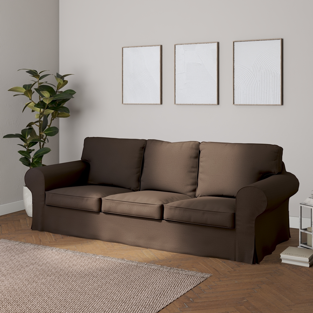 Bezug für Ektorp 3-Sitzer Sofa nicht ausklappbar, braun, Sofabezug für Ekto günstig online kaufen