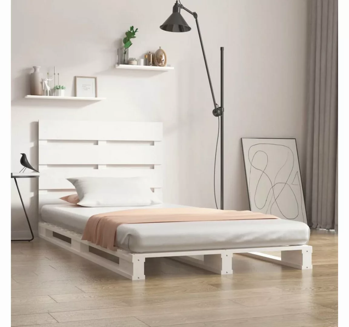 furnicato Bett Massivholzbett Weiß Kiefer 75x190 cm günstig online kaufen