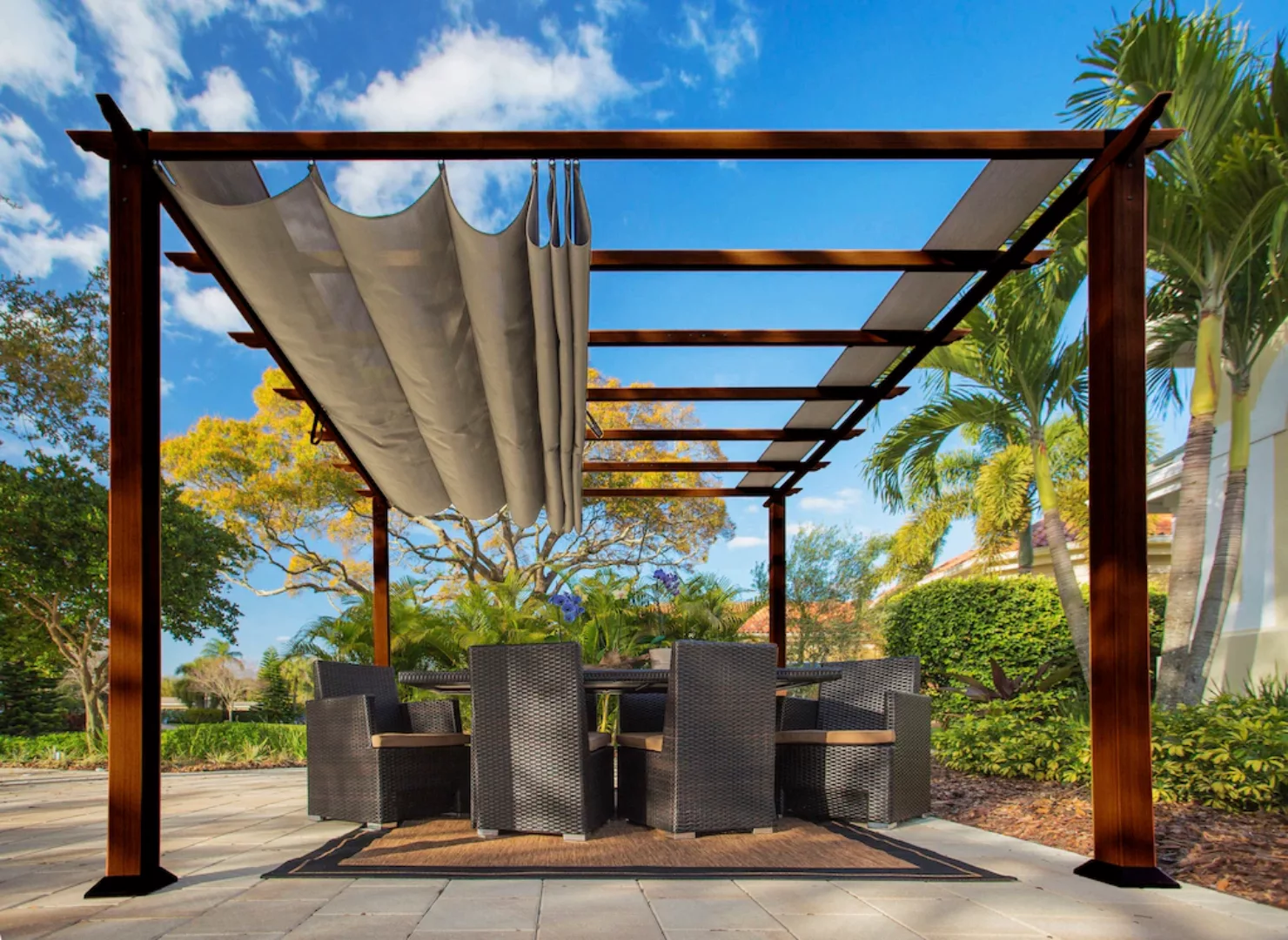 Paragon Pavillon "FLORIDA", Aluminiumpavillon mit verstellbarem Sonnensegel günstig online kaufen