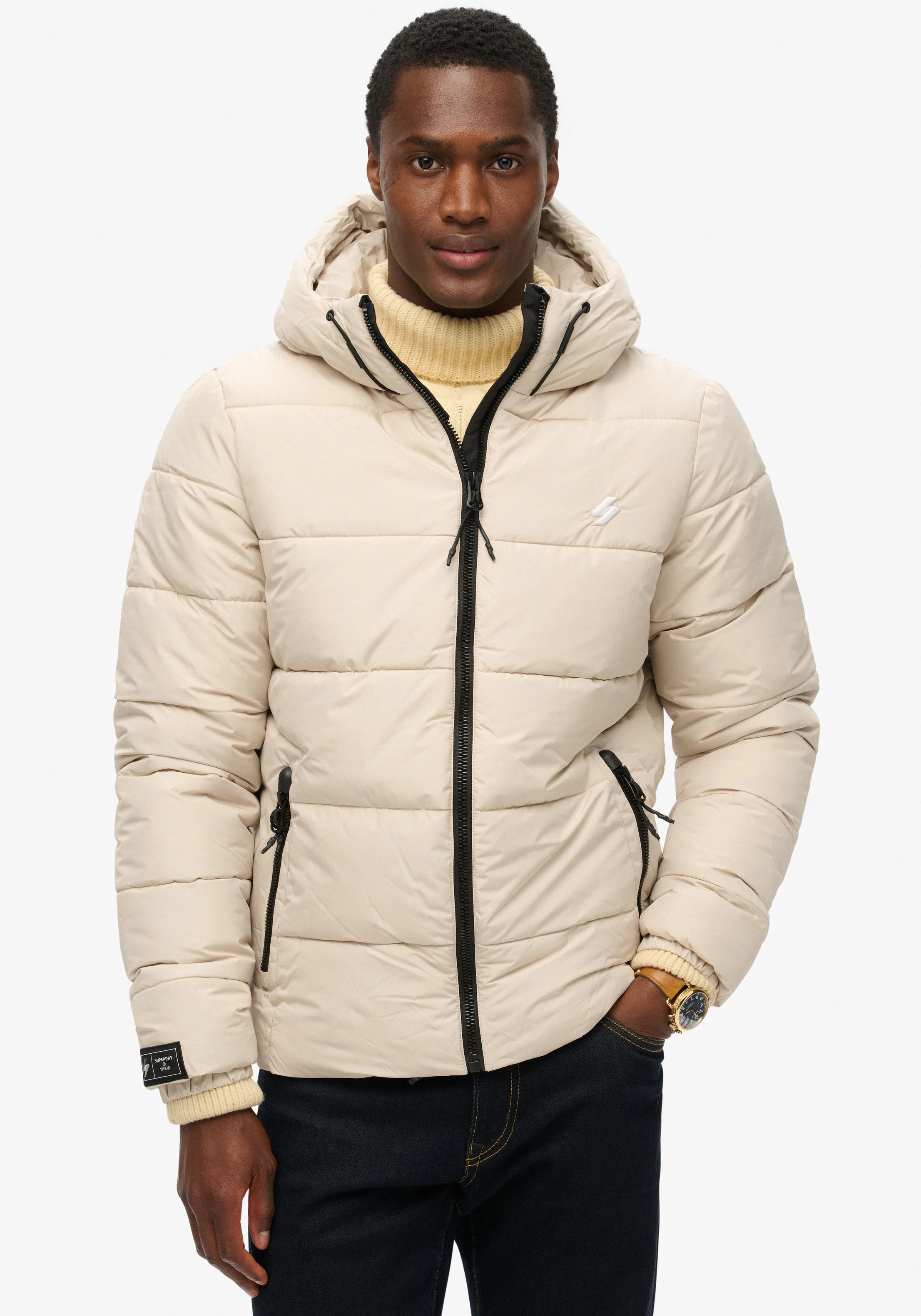 Superdry Steppjacke "HOODED SPORTS PUFFR JACKET", mit Kapuze, mit kontrastf günstig online kaufen