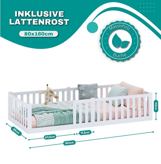 Alavya Home® Kinderbett Bodenbett TITAN aus Buchenholz FSC® 100% zertifizer günstig online kaufen