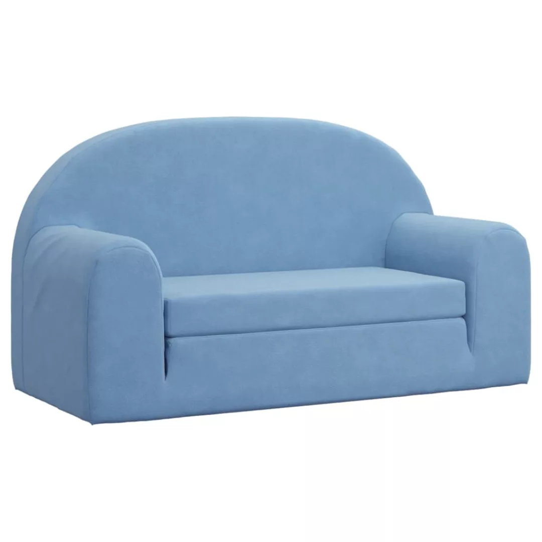 Vidaxl Kindersofa 2-sitzer Blau Weich Plüsch günstig online kaufen