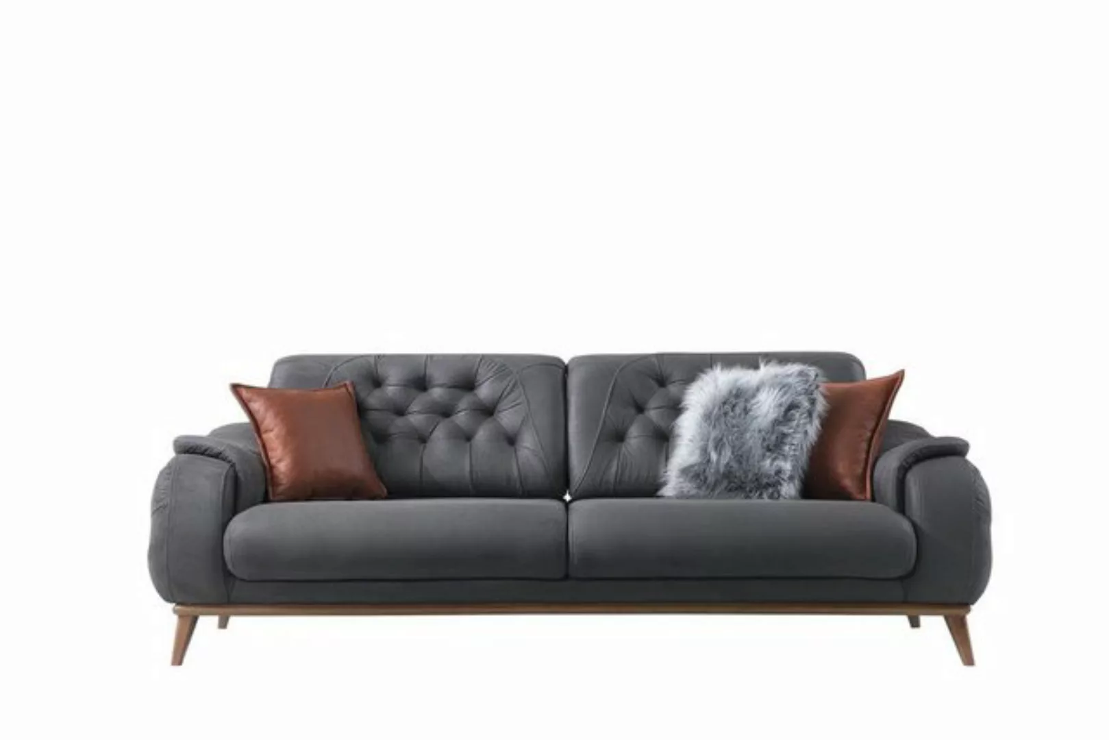 JVmoebel 3-Sitzer 3-Sitzer Sofa Modern Holz Wohnzimmer Möbel Grau farbe Lux günstig online kaufen