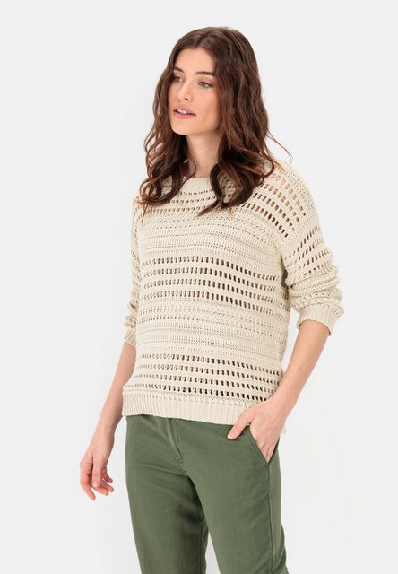 camel active Rundhalspullover mit Lochstrickmuster Pullover_Strickpullover günstig online kaufen