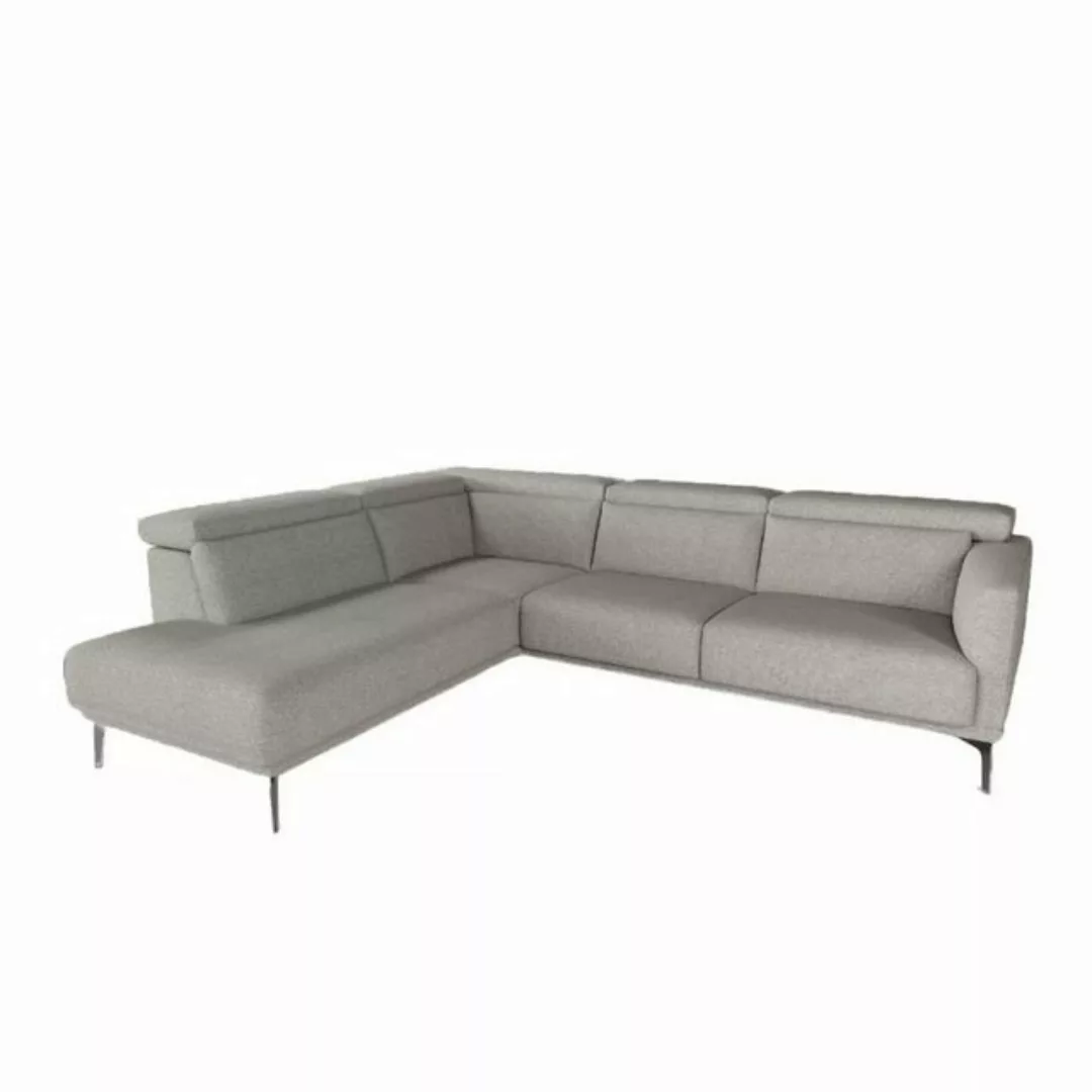 Rom Ecksofa Kingston, Ottomane links oder rechts, Bezug in Silber, Kopfteil günstig online kaufen