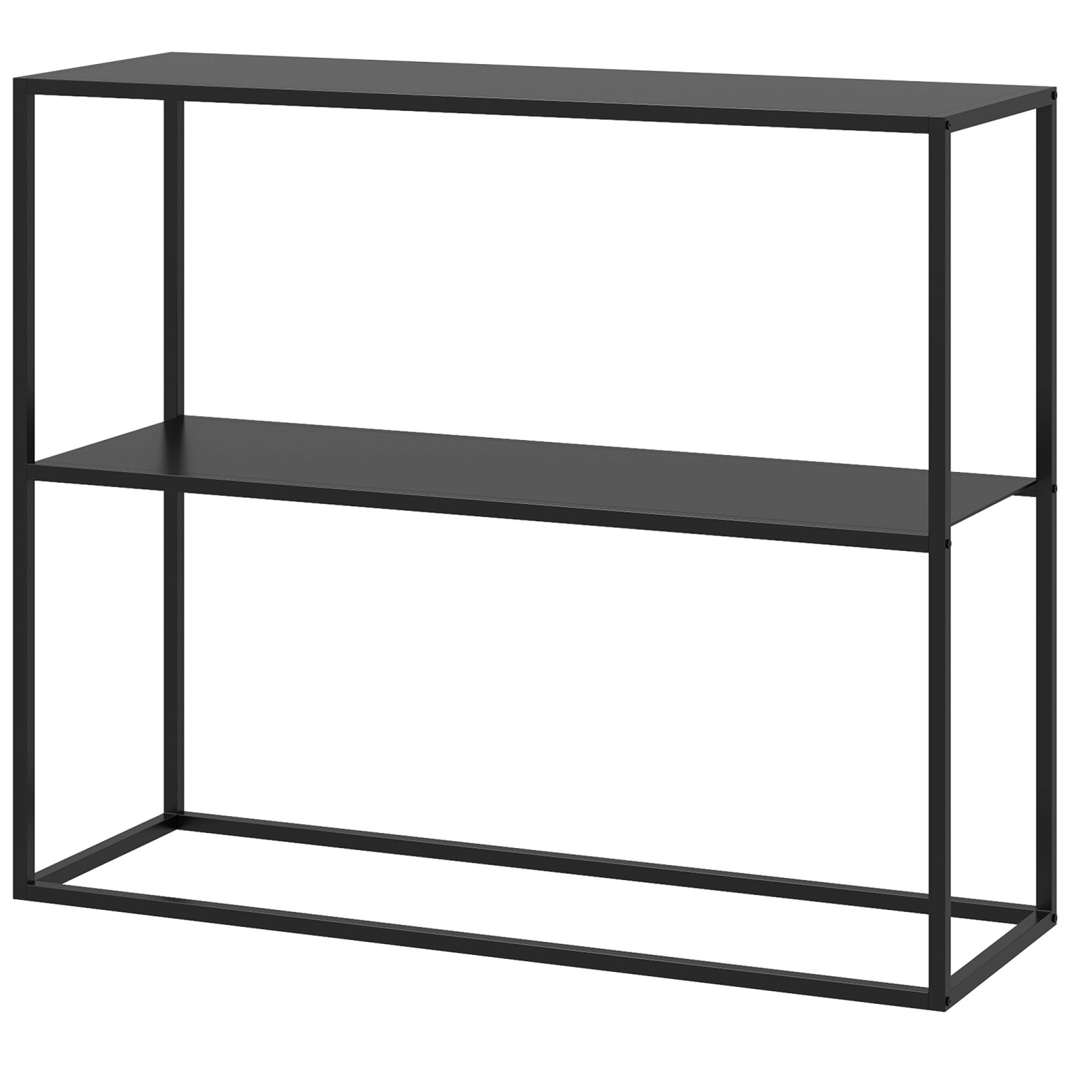 HOMCOM Konsolentisch mit 2 Ebenen Kippschutz Stahl 90 x 30 x 75 cm Schwarz günstig online kaufen