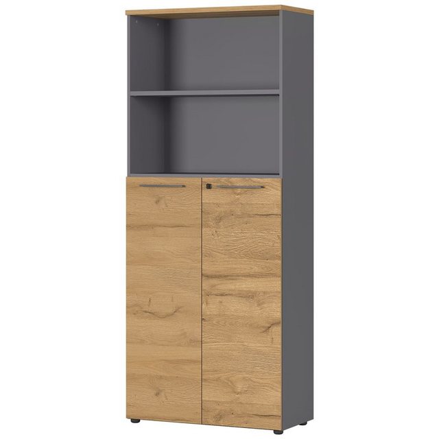 Aktenschrank Kombischrank 80cm AURAY-01 Graphit/Grandson-Eiche-Nb. B/H/T ca günstig online kaufen