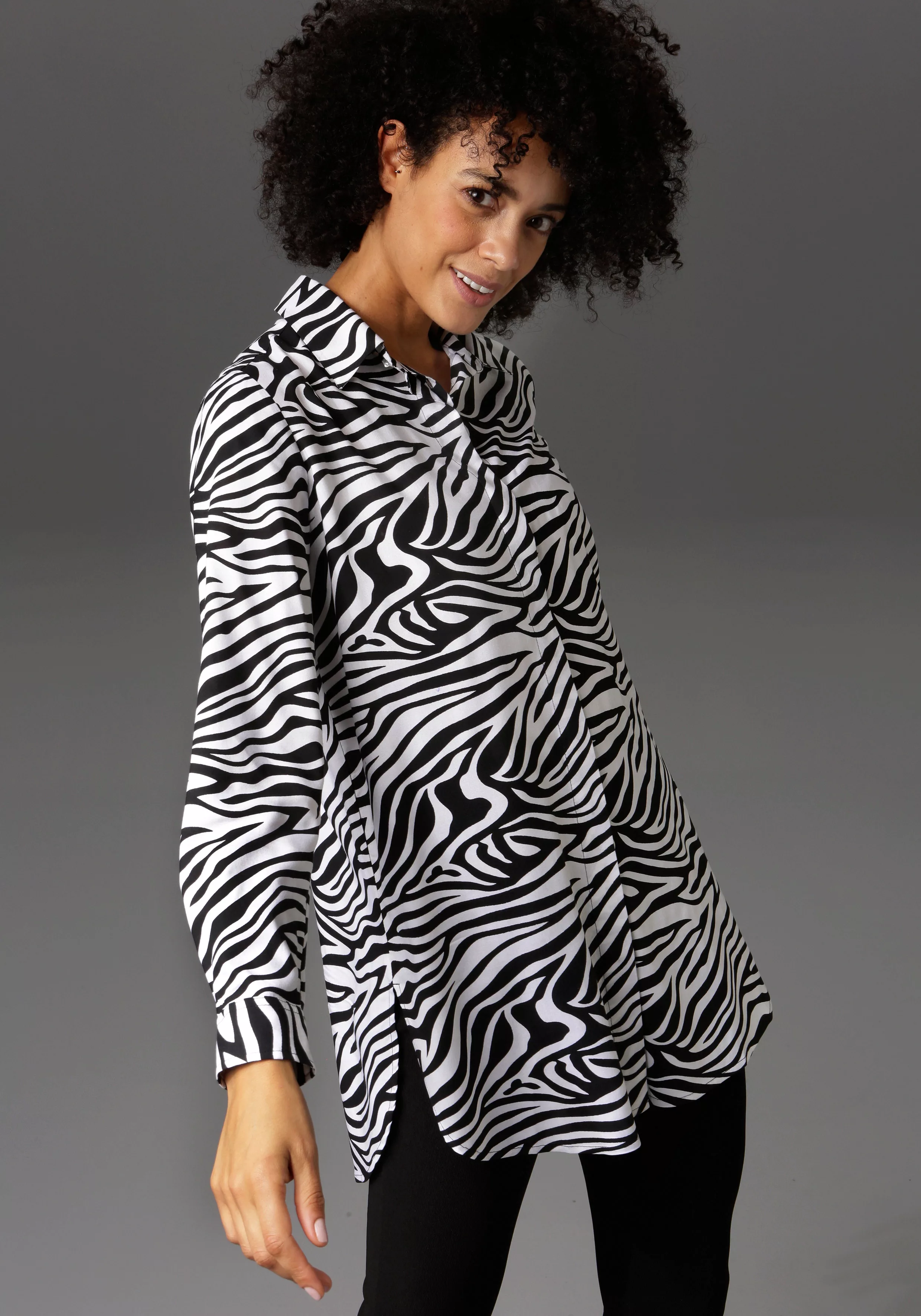 Aniston CASUAL Longbluse im Zebra-Steifen-Look günstig online kaufen