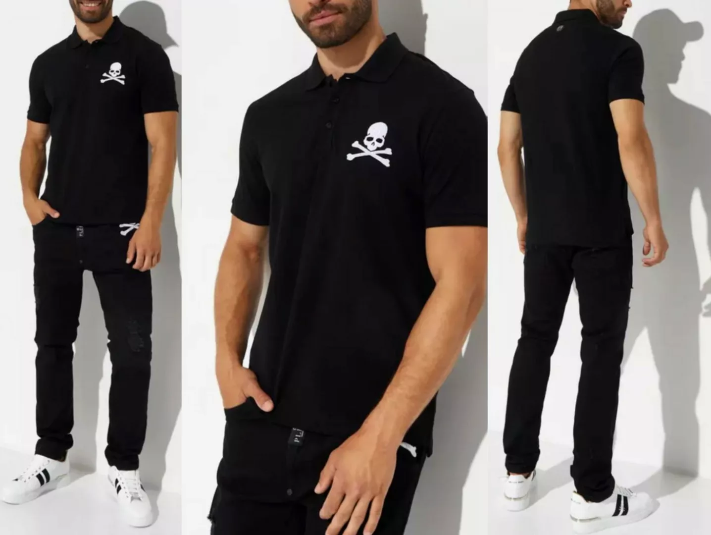 PHILIPP PLEIN Poloshirt PHILIPP PLEIN Skull Polo Shirt Polohemd Leder PP He günstig online kaufen