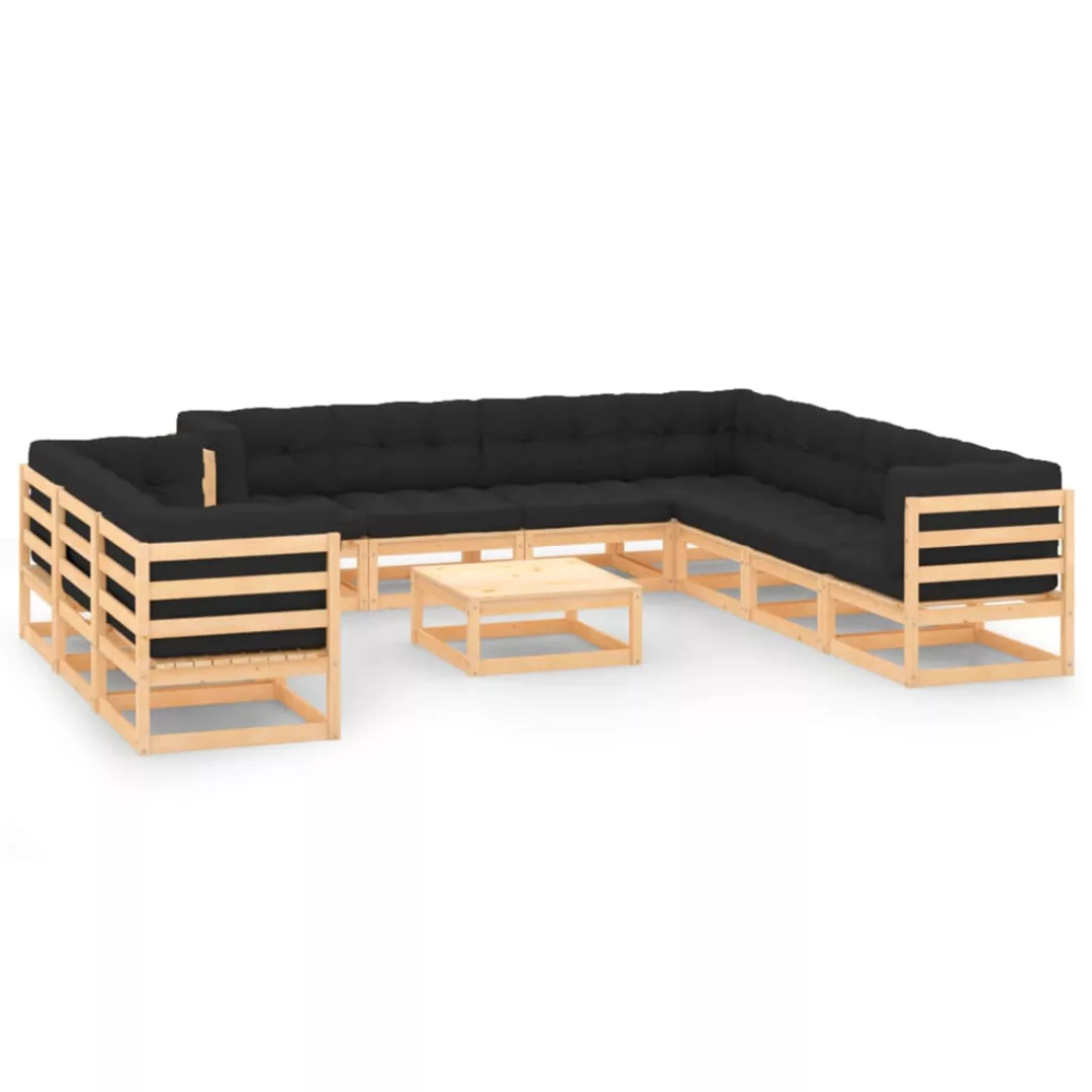 Vidaxl 11-tlg. Garten-lounge-set Anthrazit-kissen Massivholz Kiefer günstig online kaufen