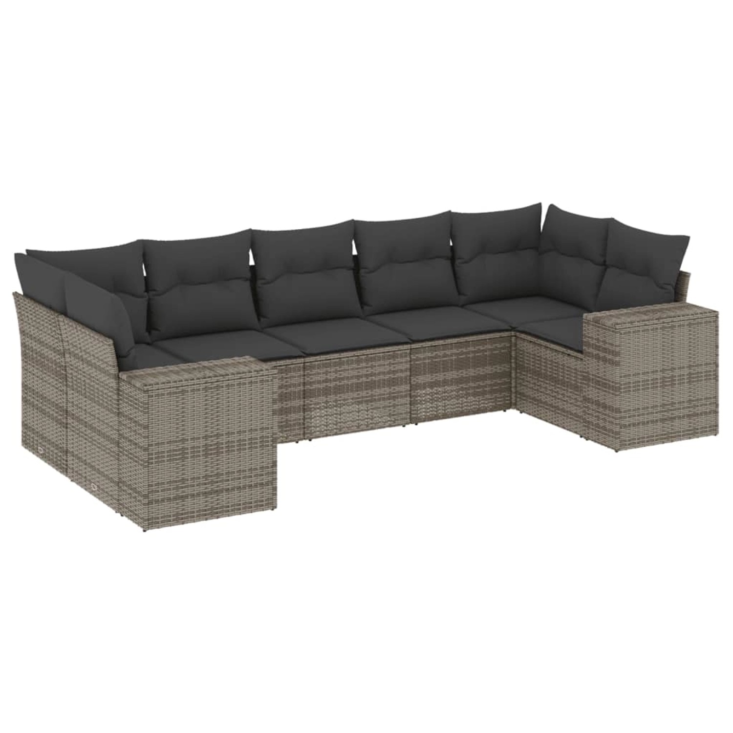vidaXL 7-Tlg Garten-Sofagarnitur mit Kissen Grau Poly Rattan 3255327 günstig online kaufen