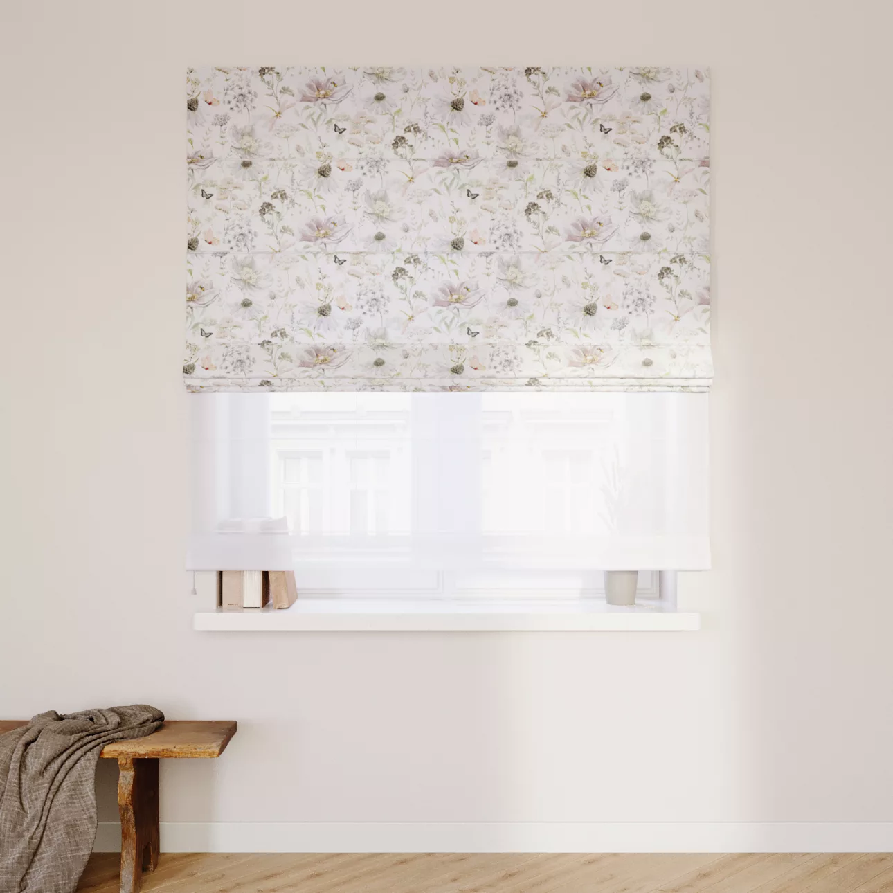 Dekoria Doppelraffrollo Duo, weiß-beige, 50 x 60 cm günstig online kaufen