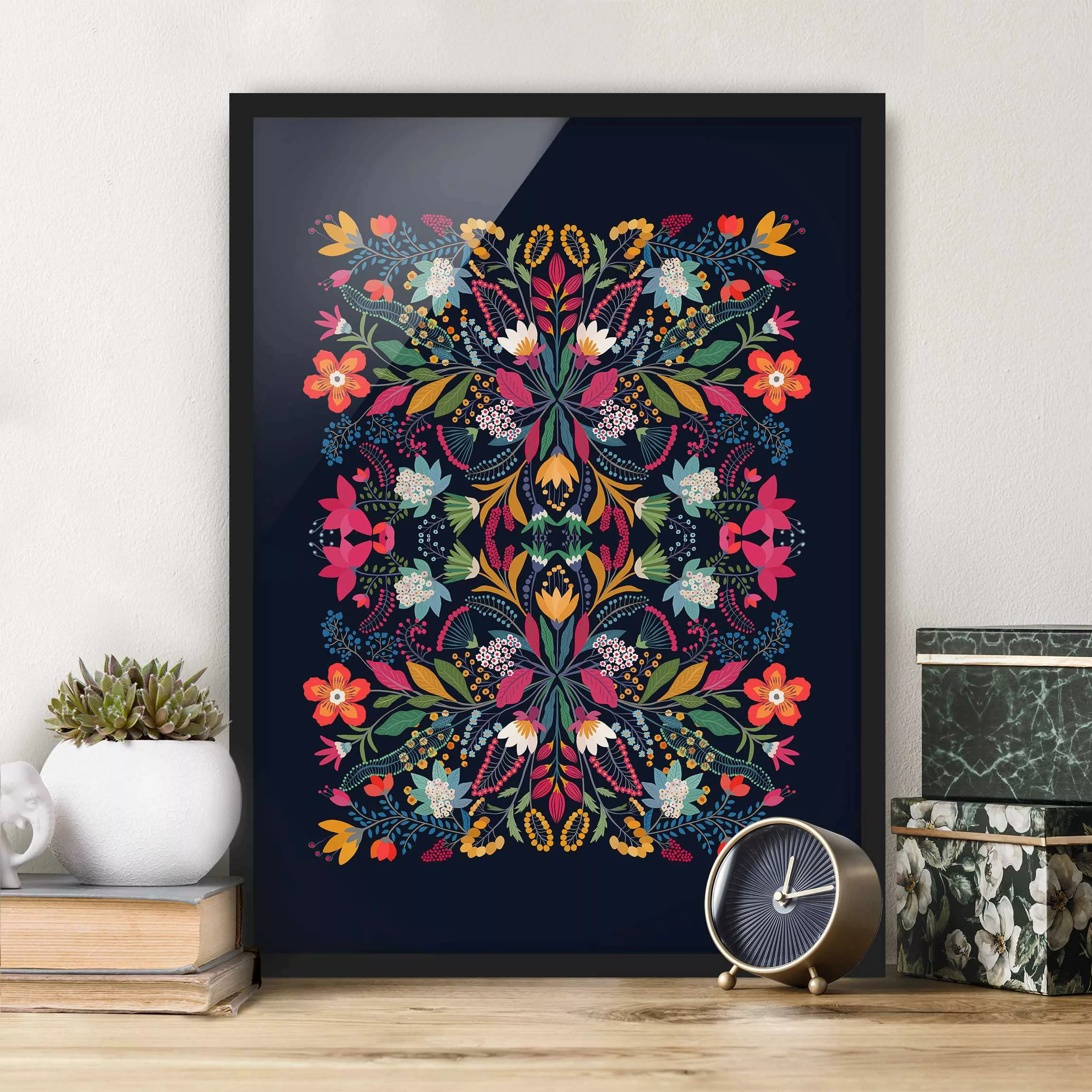 Bild mit Rahmen Fridas Garten Illustration günstig online kaufen