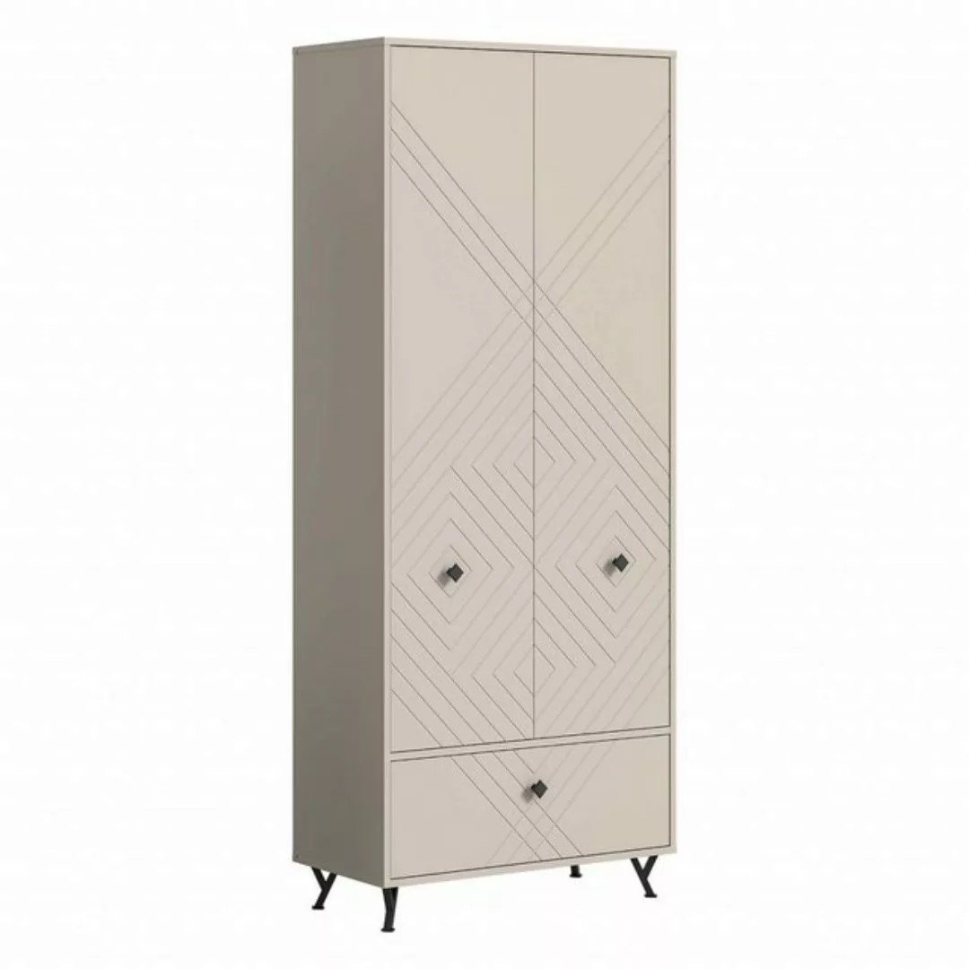 xonox.home Garderobenschrank in Sandbeige Matt - 80x190x35cm (BxHxT) günstig online kaufen