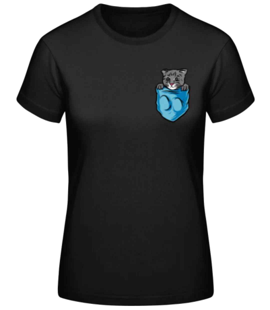 Brusttasche Katze · Frauen Basic T-Shirt günstig online kaufen