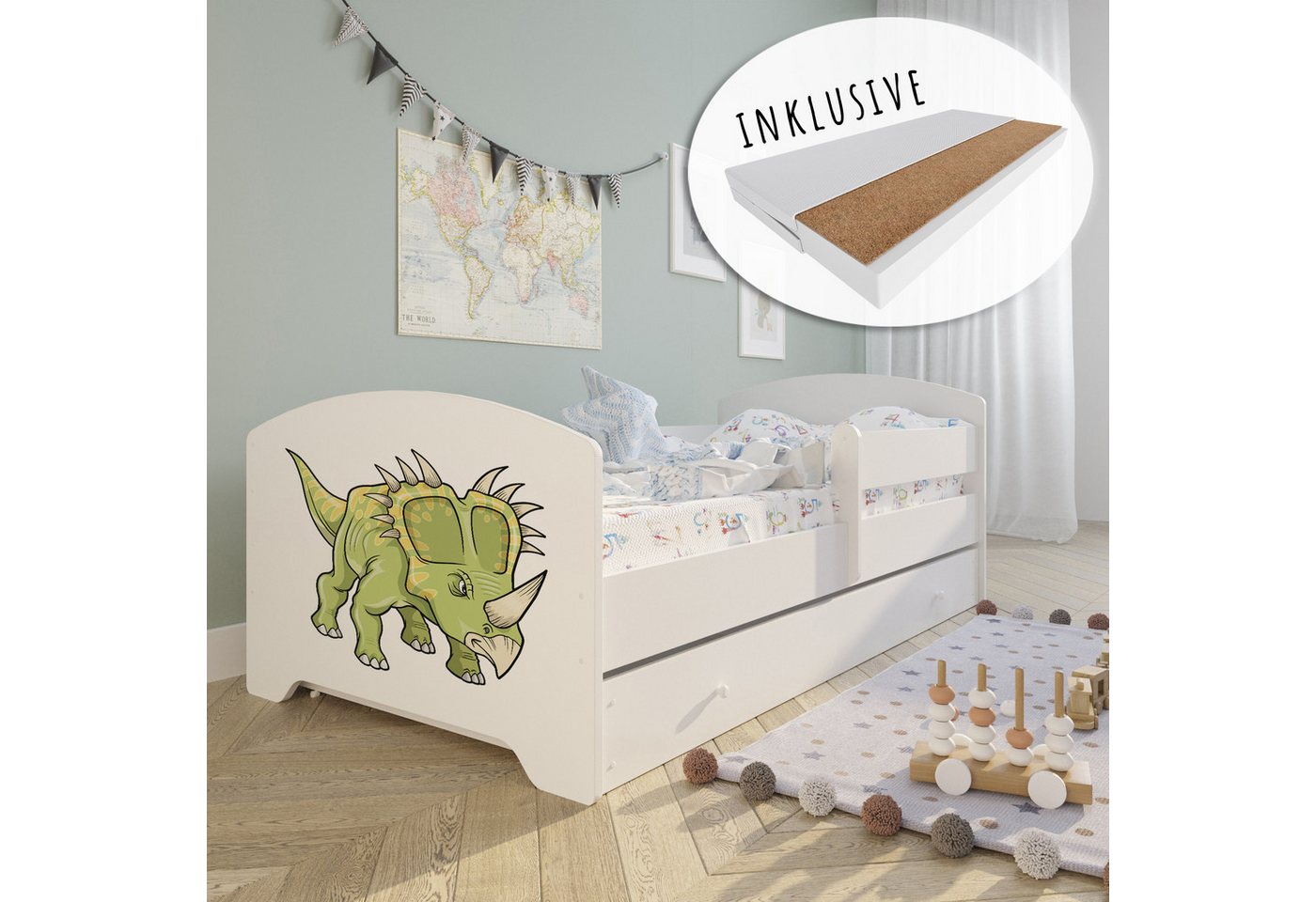 Kids Collective Kinderbett Komplettbett 70x140 cm, 80x160 cm mit Matratze u günstig online kaufen